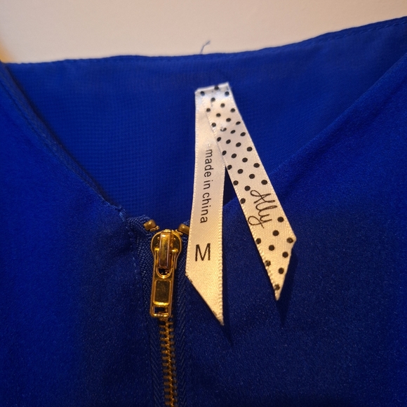 Ally royal blue romper with gold zipper - Picture 2 of 3